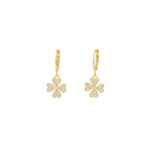 Pave Shamrock Hooks 14k Gold Plated, White Crystal