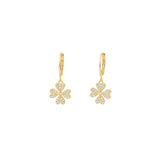 Pave Shamrock Hooks 14k Gold Plated, White Crystal