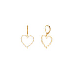 Baguette Heart Open Hooks 14k Gold Plated, White Crystal