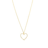 La Vie Parisienne-Cut Out Heart Baguette Necklace-Necklaces-14k Gold Plated, White Crystal-Blue Ruby Jewellery-Vancouver Canada