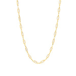 Baguette Station Necklace 14k Gold Plated, White Crystal