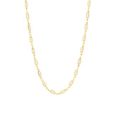 Baguette Station Necklace 14k Gold Plated, White Crystal