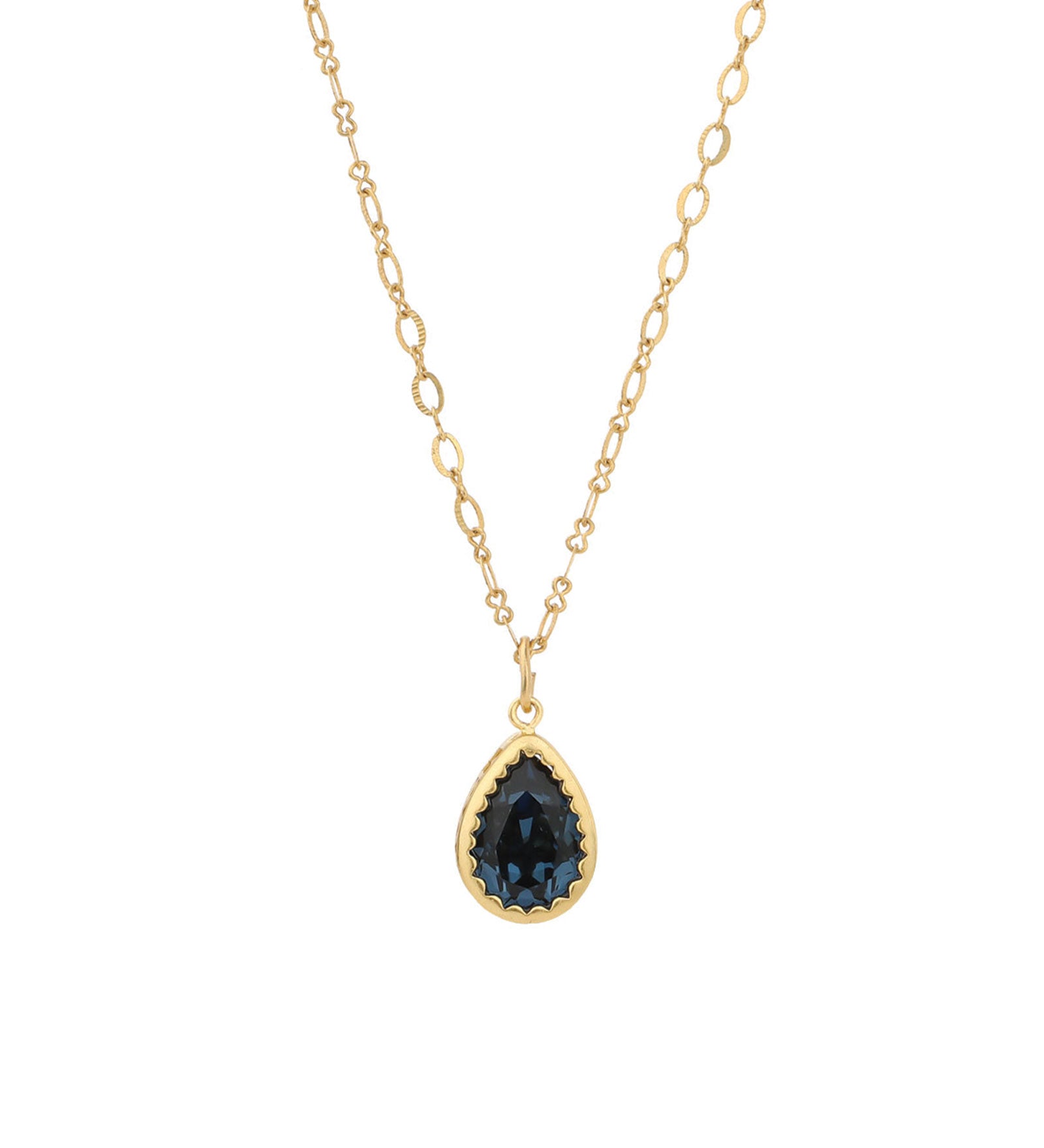 La Vie Parisienne-Teardrop Bezel Necklace-Necklaces-14k Gold Plated, Midnight Crystal-Blue Ruby Jewellery-Vancouver Canada