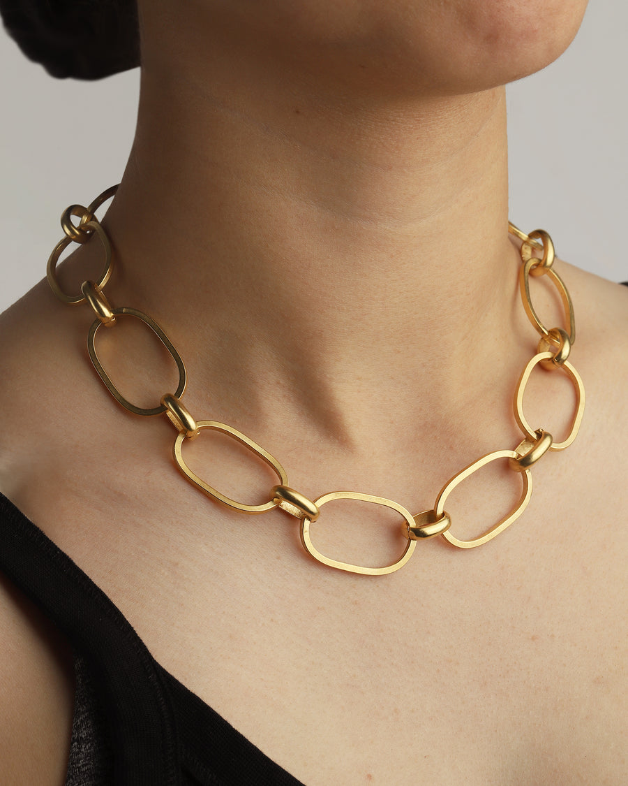 Oval Link Chain Necklace 14k Gold Plated