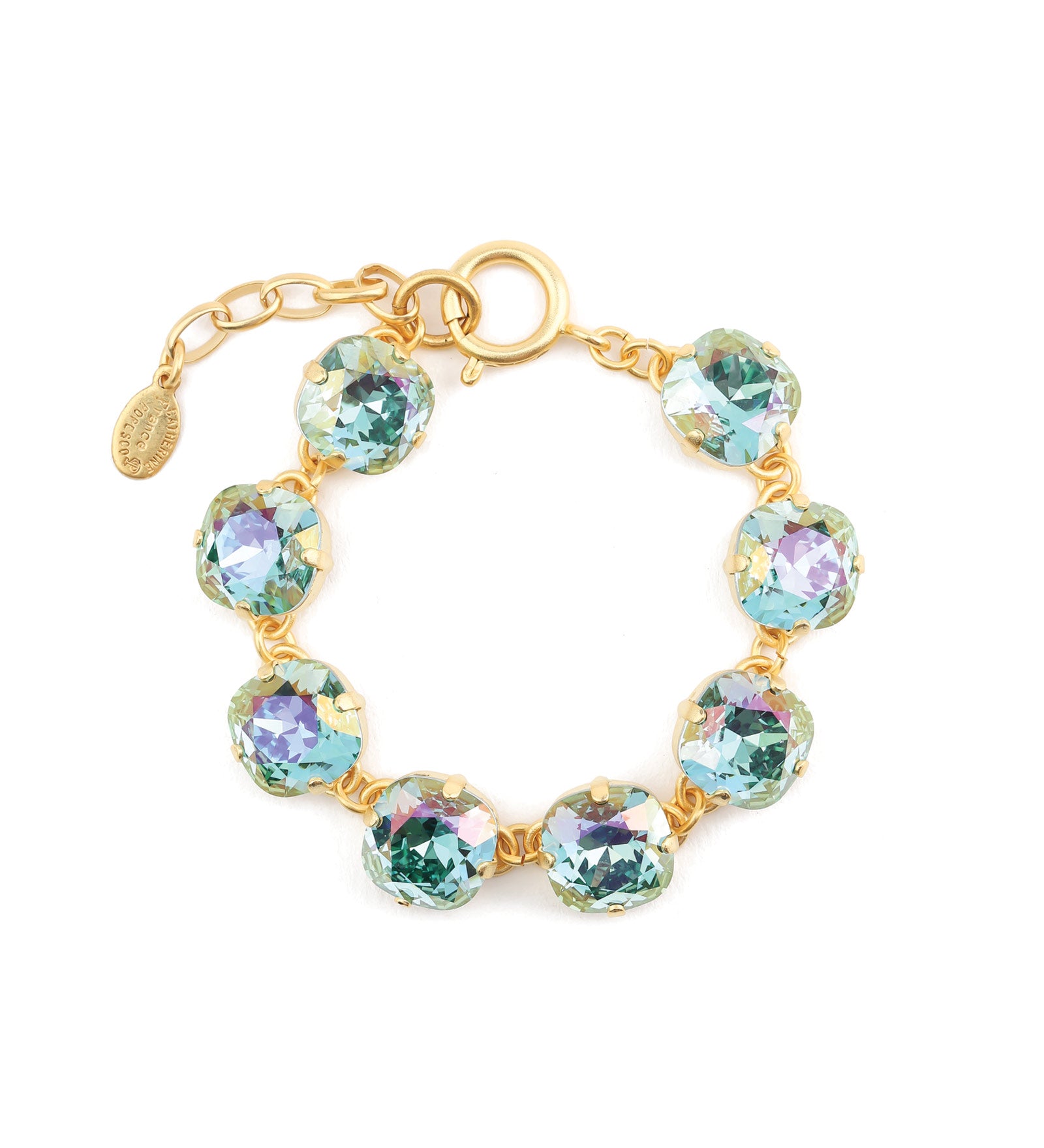 Crystal Bracelet | 12mm 14k Gold Plated, Smokey Sapphire Crystal