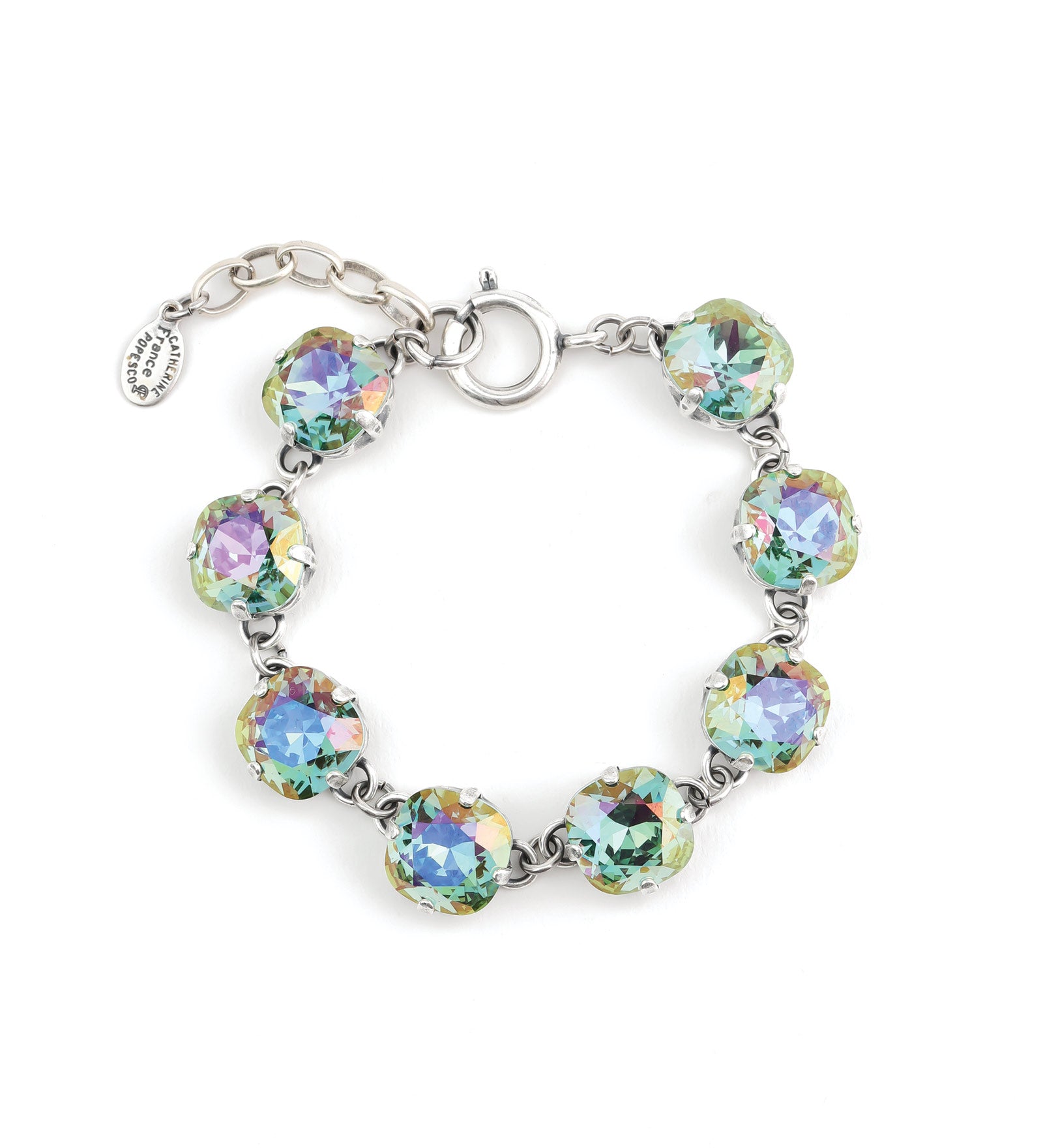 Crystal Bracelet | 12mm Silver Plated, Smokey Sapphire Crystal