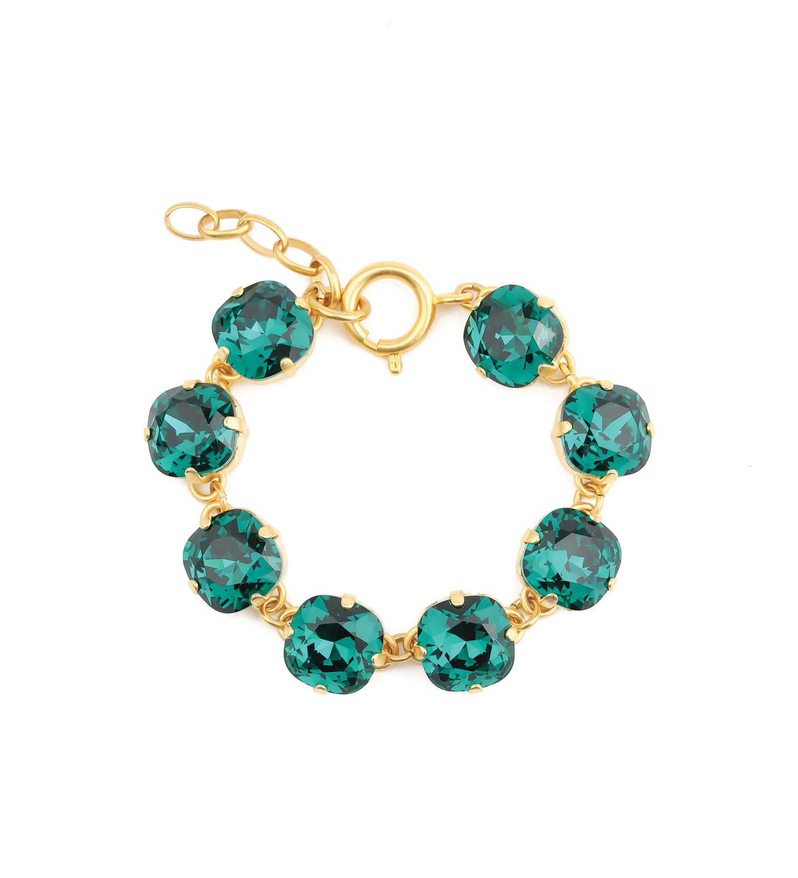 Crystal Bracelet | 12mm 14k Gold Plated, Emerald Crystal