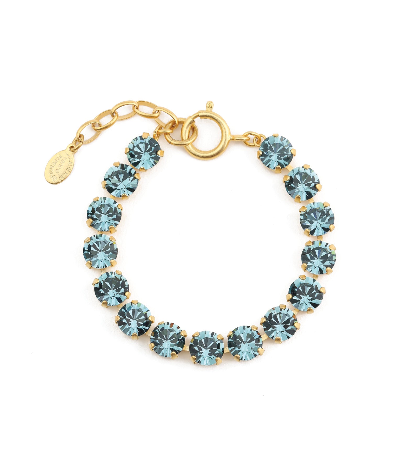 Crystal Bracelet | 8mm 14k Gold Plated, Indian Sapphire Crystal