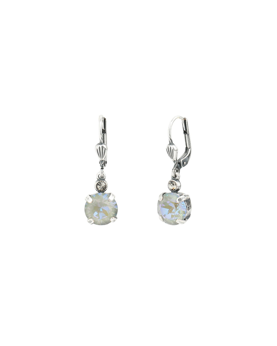 La Vie Parisienne-Round Crystal Hooks | 8mm-Earrings-Silver Plated, Serene Grey Crystal-Blue Ruby Jewellery-Vancouver Canada