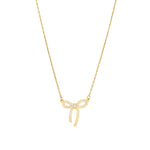 Bow Crystal Necklace 14k Gold Plated, White Crystal