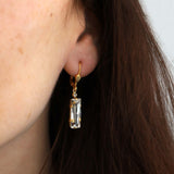 La Vie Parisienne-Baguette Hooks-Earrings-14k Gold Plated, Shade Crystal-Blue Ruby Jewellery-Vancouver Canada