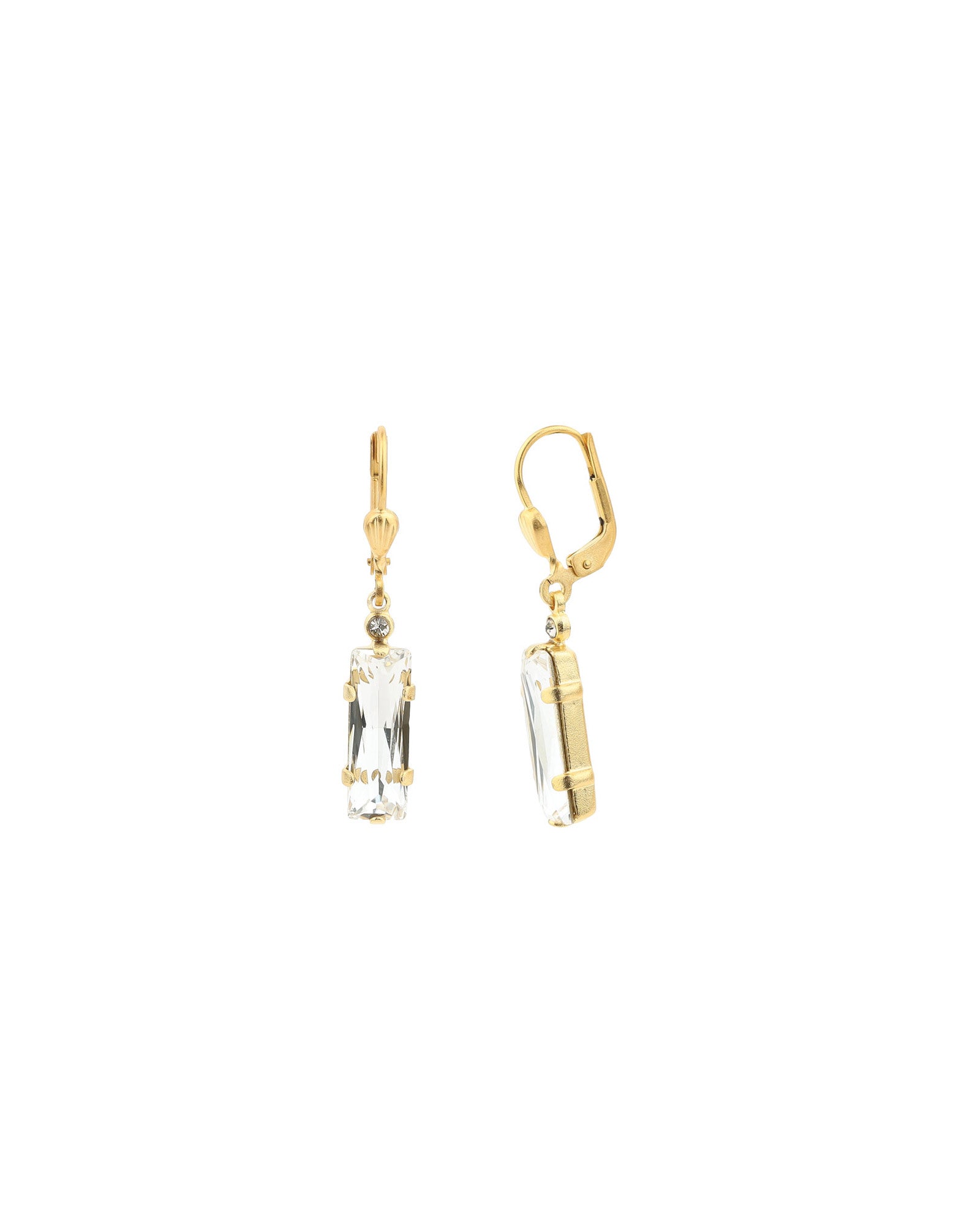 La Vie Parisienne-Baguette Hooks-Earrings-14k Gold Plated, Shade Crystal-Blue Ruby Jewellery-Vancouver Canada