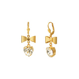 La Vie Parisienne-Bow Crystal Drop Hooks-Earrings-14k Gold Plated, White Crystal-Blue Ruby Jewellery-Vancouver Canada