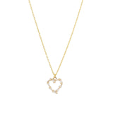 La Vie Parisienne-Small Baguette Heart Necklace-Necklaces-14k Gold Plated, White Crystal-Blue Ruby Jewellery-Vancouver Canada