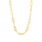 Oval Link Double Ring Necklace 14k Gold Plated