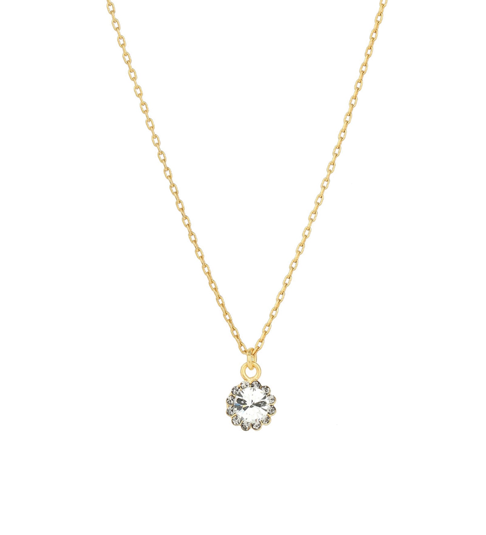 La Vie Parisienne-Round Halo Necklace-Necklaces-14k Gold Plated, White Crystal-Blue Ruby Jewellery-Vancouver Canada