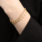 La Vie Parisienne-Tiny Heart Chain Bracelet-Bracelets-14k Gold Plated-Blue Ruby Jewellery-Vancouver Canada