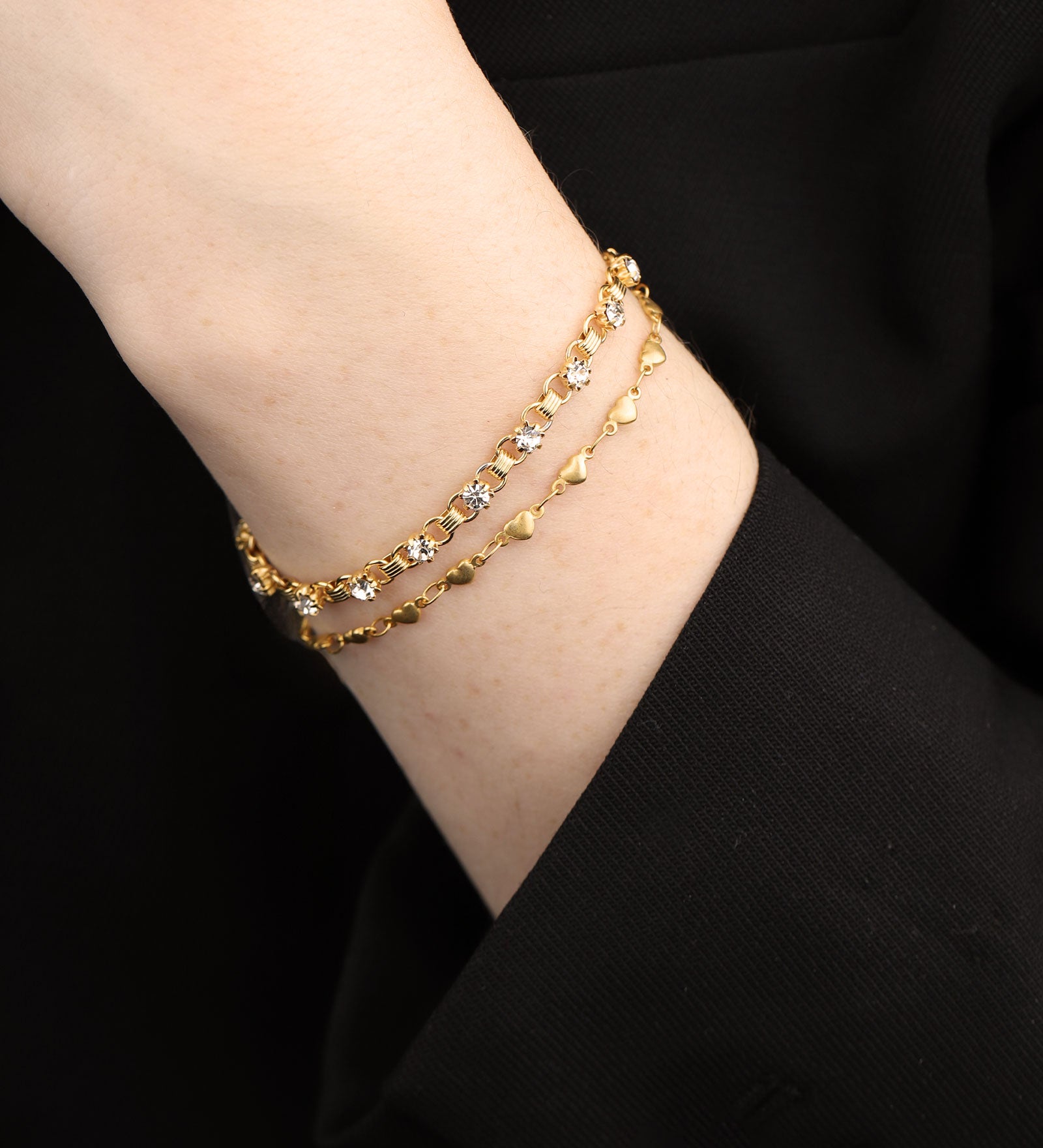 La Vie Parisienne-Tiny Heart Chain Bracelet-Bracelets-14k Gold Plated-Blue Ruby Jewellery-Vancouver Canada