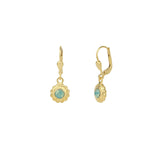 La Vie Parisienne-Tiny Flower Crystal Hooks-Earrings-14k Gold Plated, Pacific Opal Crystal-Blue Ruby Jewellery-Vancouver Canada