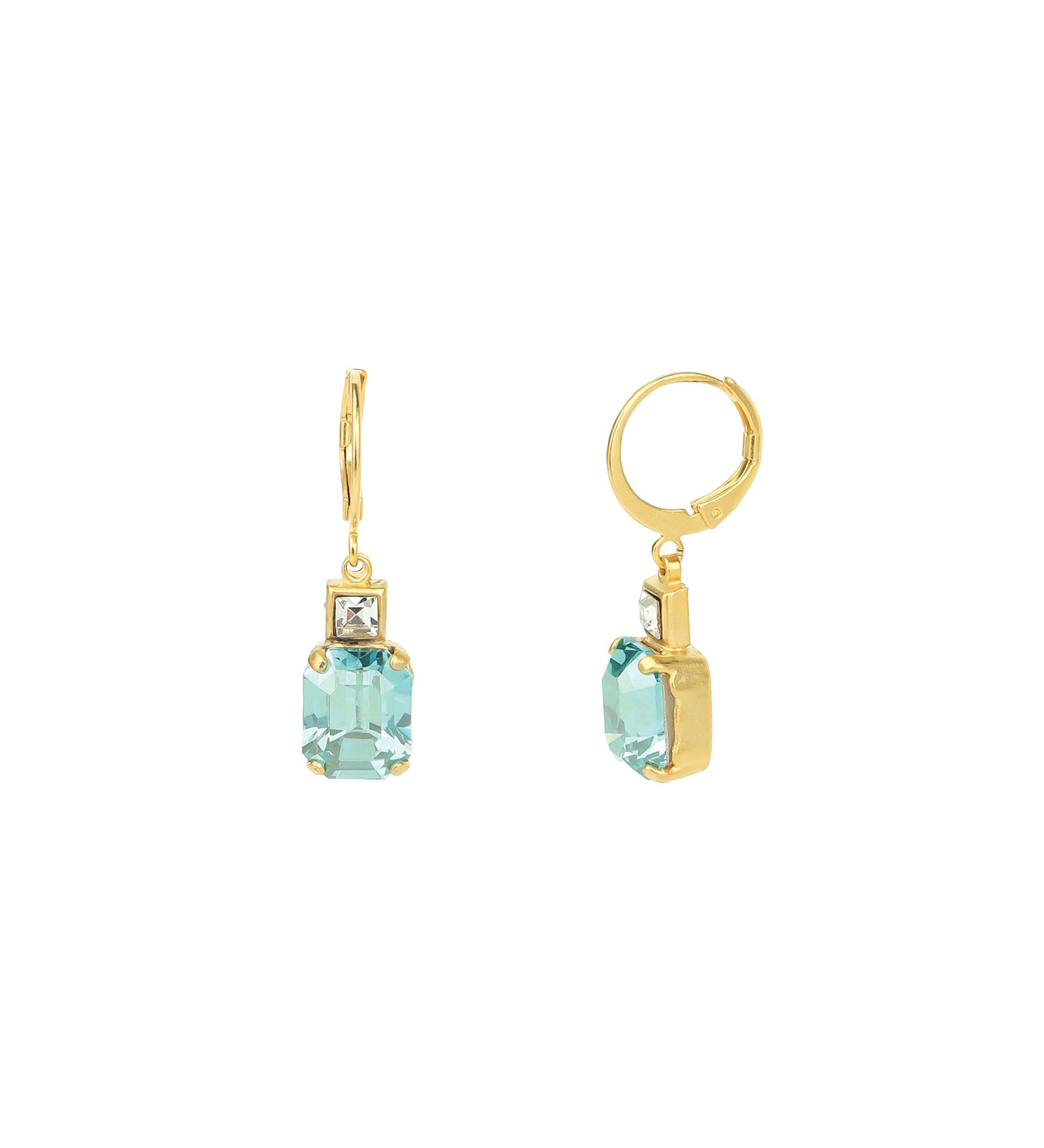 Rectangle Crystal Hooks 14k Gold Plated, Fountain Crystal