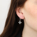 La Vie Parisienne-Crystal Cross Hooks-Earrings-Silver Plated, White Crystal-Blue Ruby Jewellery-Vancouver Canada