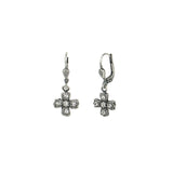 Crystal Cross Hooks Silver Plated, White Crystal