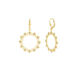 Open Circle Crystal Hooks 14k Gold Plated, White Crystal