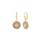 La Vie Parisienne-Small Round Pavé Hooks-Earrings-14k Gold Plated, Pink Combo Crystal-Blue Ruby Jewellery-Vancouver Canada