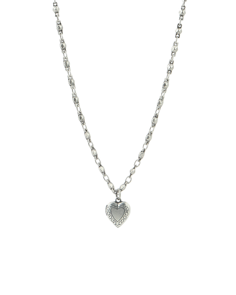 Heart Locket Necklace Silver Plated