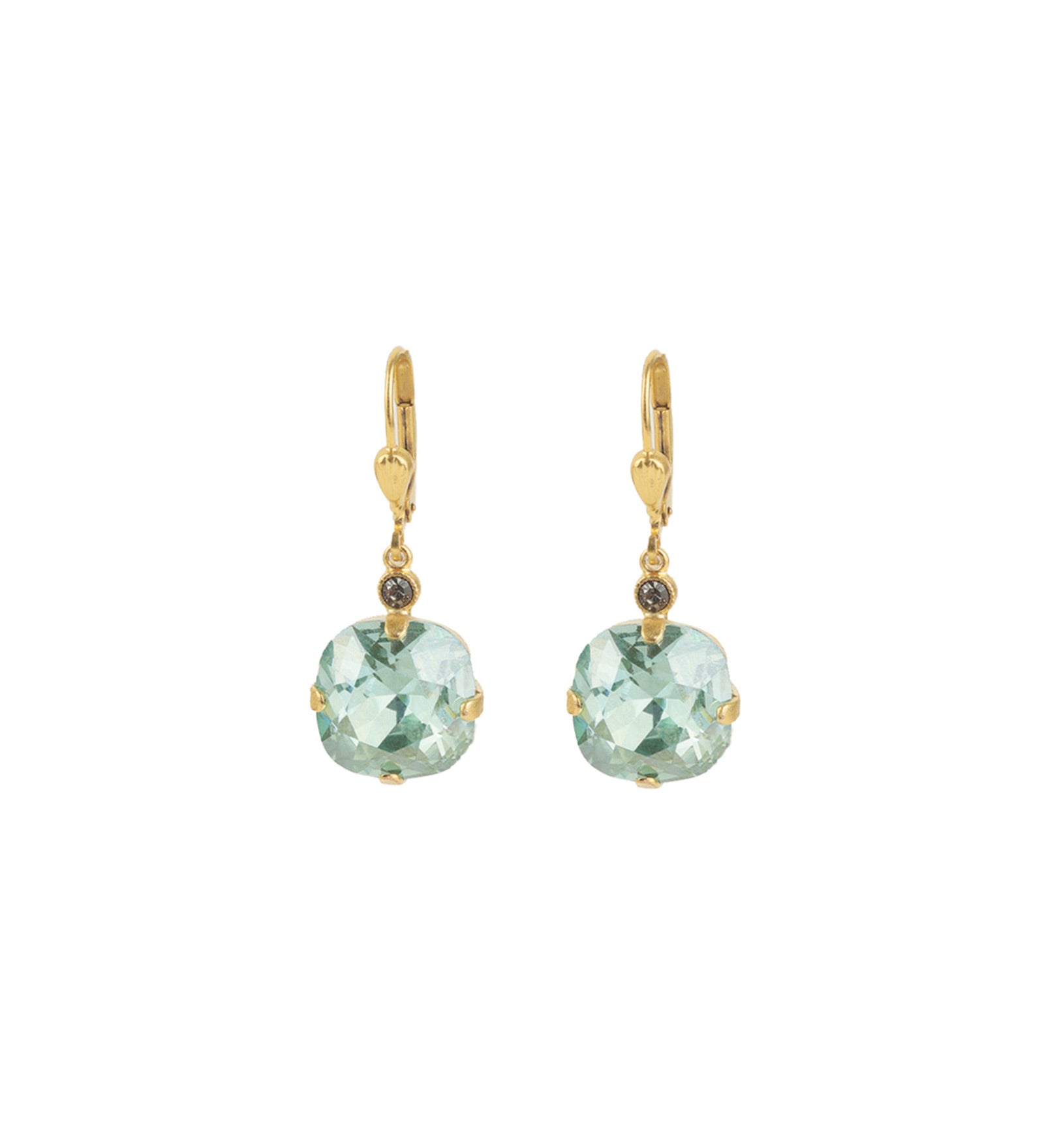 La Vie Parisienne-Round Crystal Hooks | 13mm-Earrings-14k Gold Plated, Fountain Crystal-Blue Ruby Jewellery-Vancouver Canada