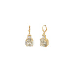 Two Square Crystal Hooks 14k Gold Plated, Shade & White Crystal