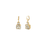 Two Square Crystal Hooks 14k Gold Plated, Shade & White Crystal