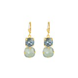 La Vie Parisienne-Two Round Crystal Hooks-Earrings-14k Gold Plated, Agave & Midnight Crystal-Blue Ruby Jewellery-Vancouver Canada