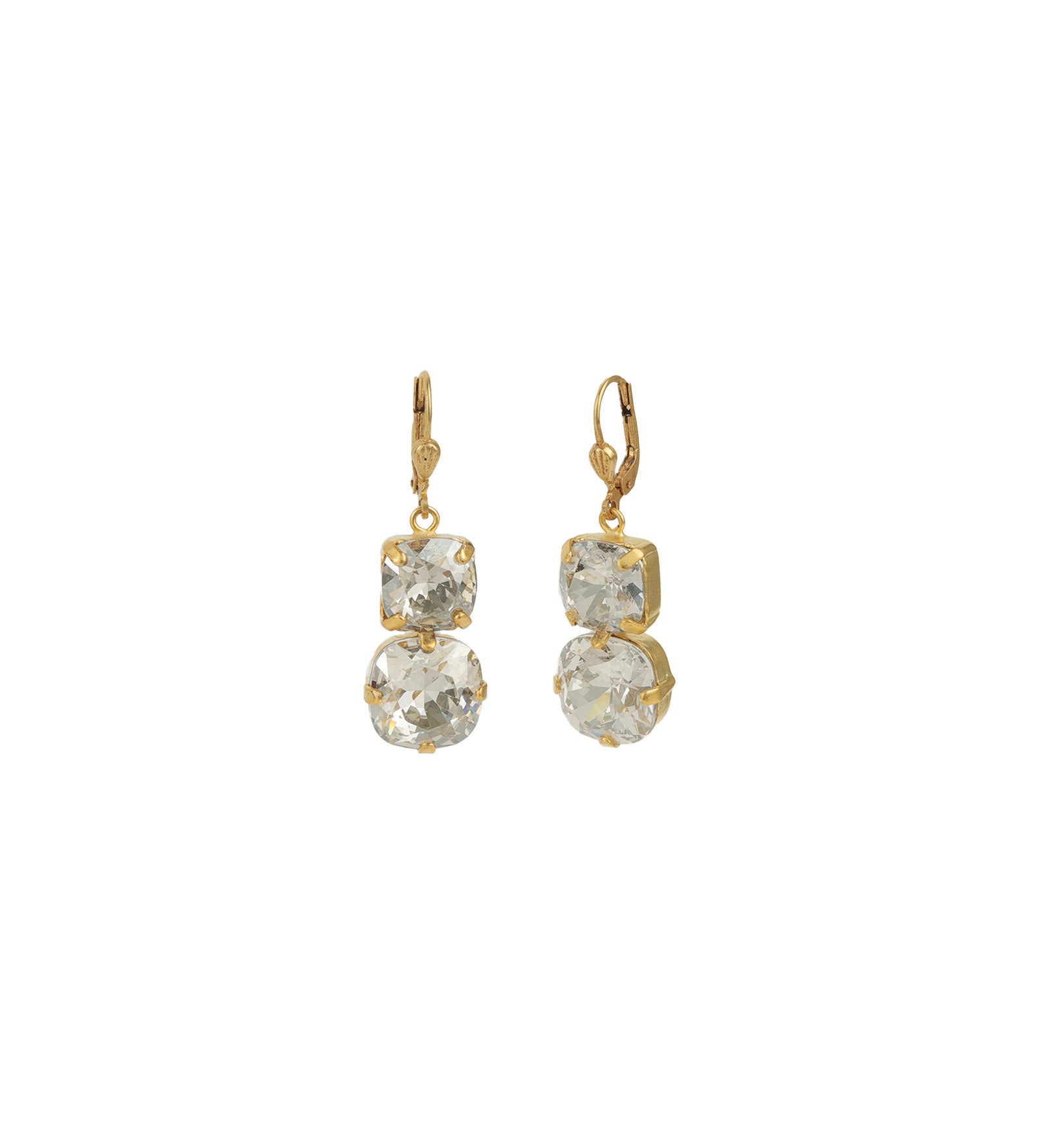 Two Round Crystal Hooks 14k Gold Plated, Shade Crystal