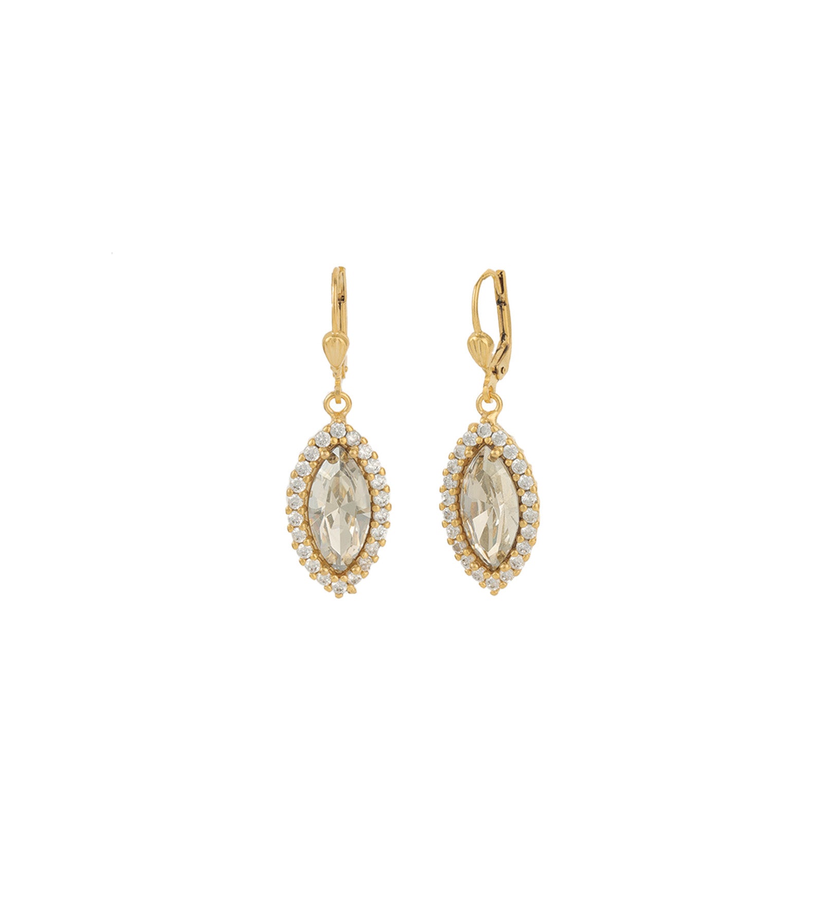 Marquise Crystal Halo Hooks 14k Gold Plated, Shade Crystal