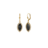 Marquise Crystal Halo Hooks 14k Gold Plated, Jet Black Crystal