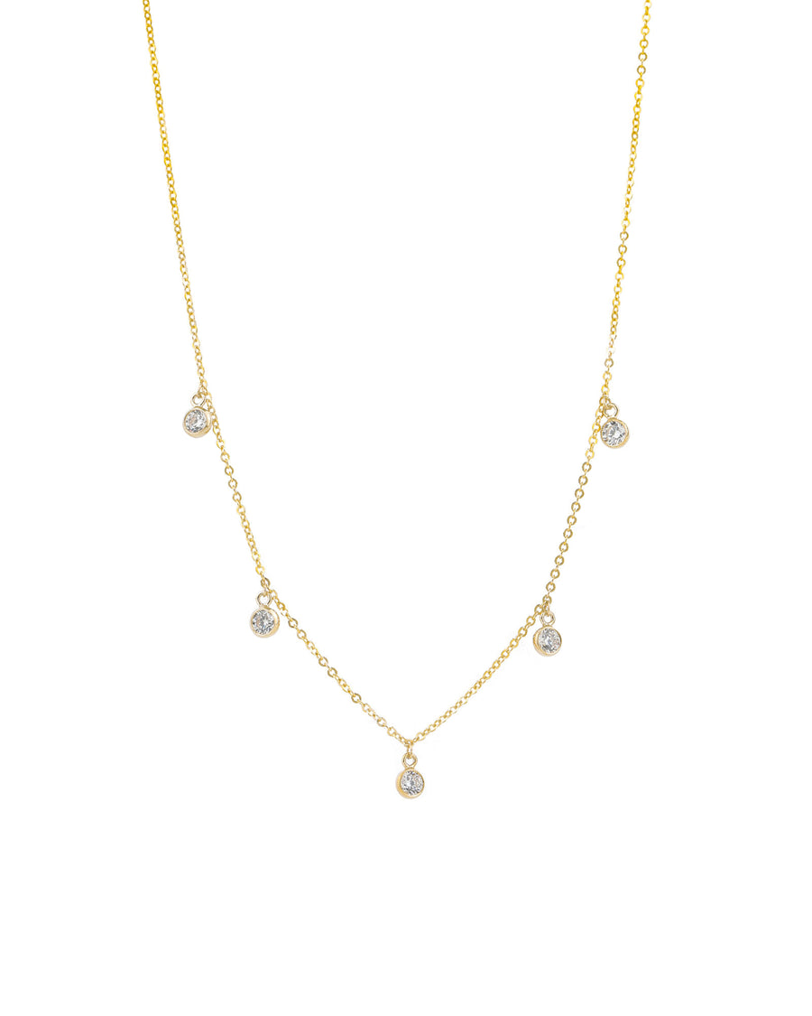 1948-5 CZ Spaced Drop Necklace-Necklaces-14k Gold Filled, Cubic Zirconia-Blue Ruby Jewellery-Vancouver Canada