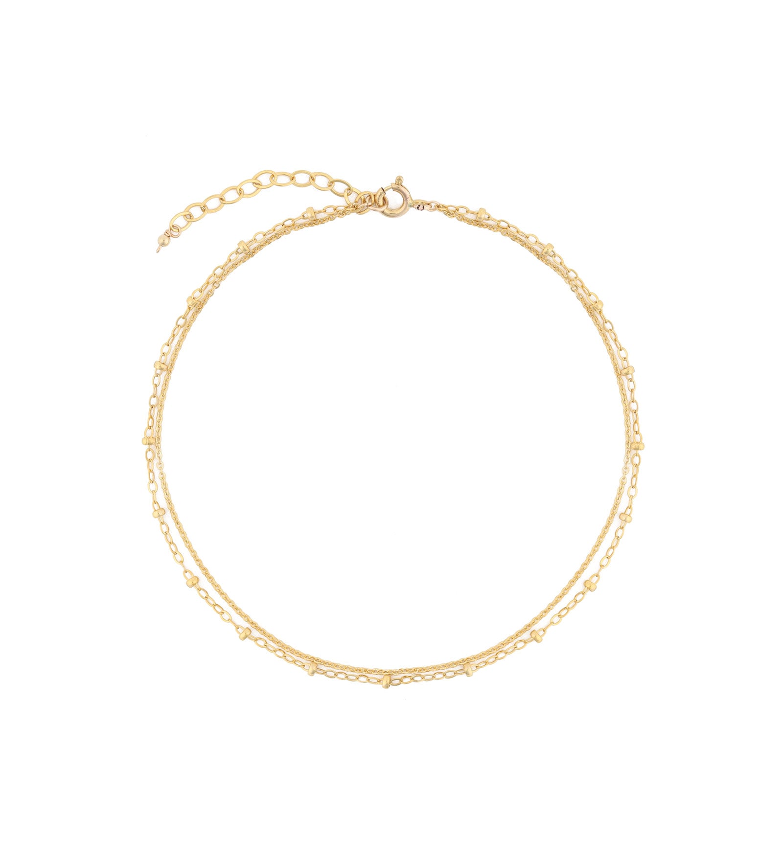 2 Row Satellite Cable Anklet 14k Gold Filled