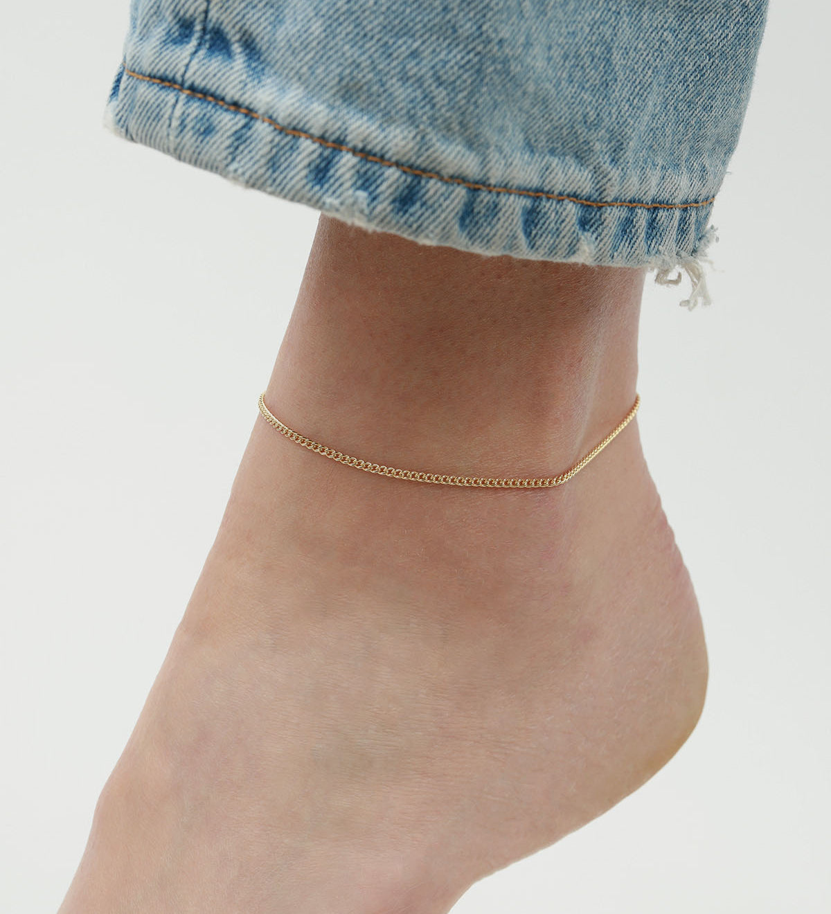 1948-Curb Chain Anklet | Small-Anklets-Blue Ruby Jewellery-Vancouver Canada