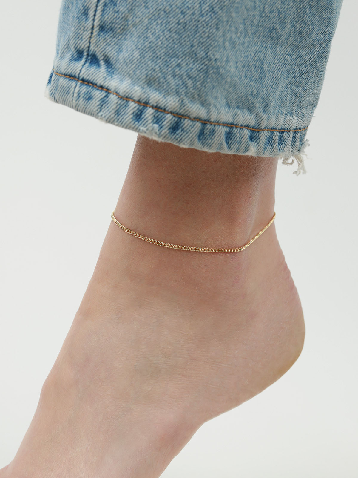 1948-Curb Chain Anklet | Small-Anklets-Blue Ruby Jewellery-Vancouver Canada