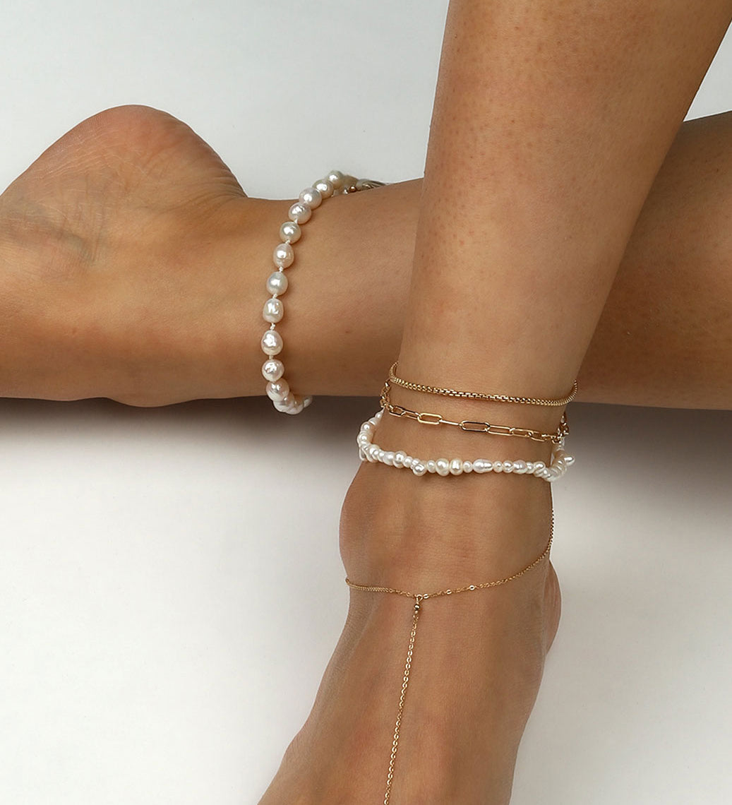 1948-Paperclip Chain Anklet | Medium-Anklets-14k Gold Filled-Blue Ruby Jewellery-Vancouver Canada