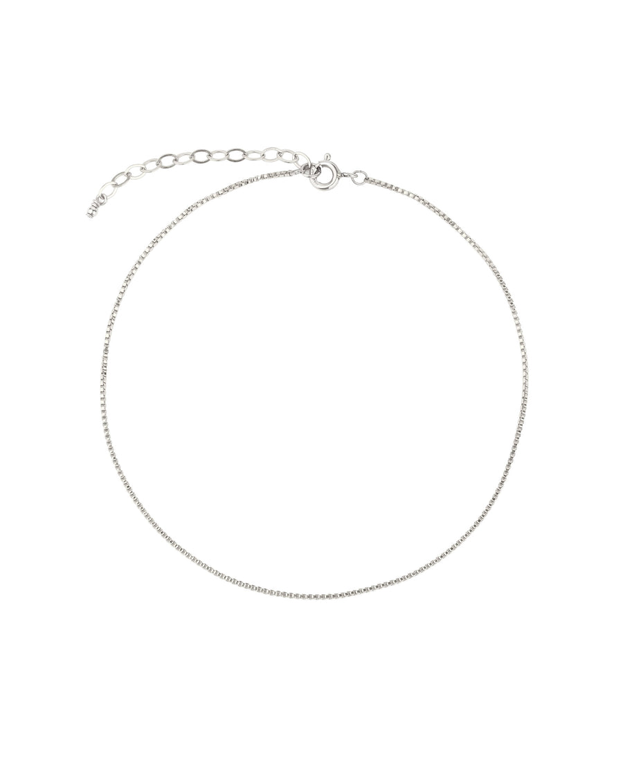 Square Box Chain Anklet Sterling Silver