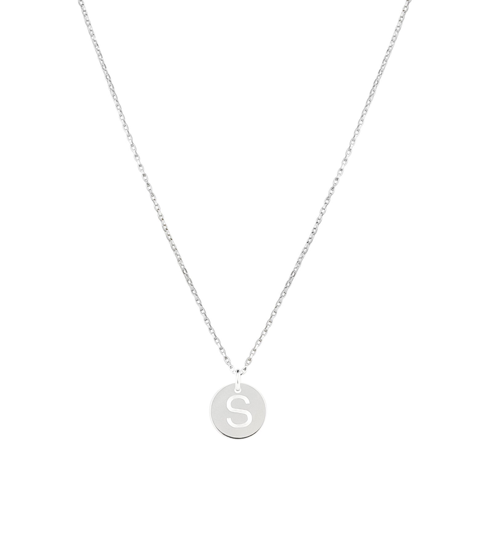 Disc Initial Necklace Sterling Silver / S