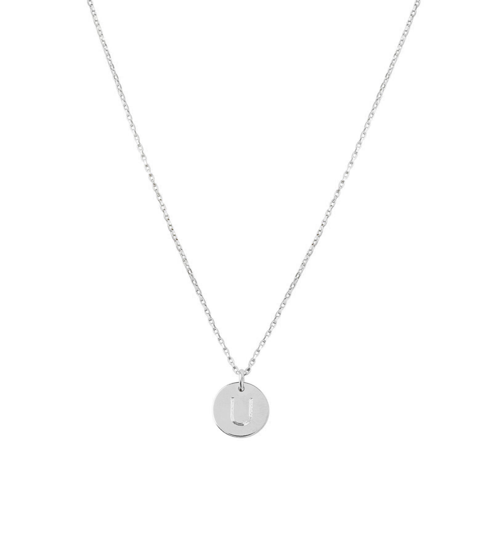 Disc Initial Necklace Sterling Silver / U