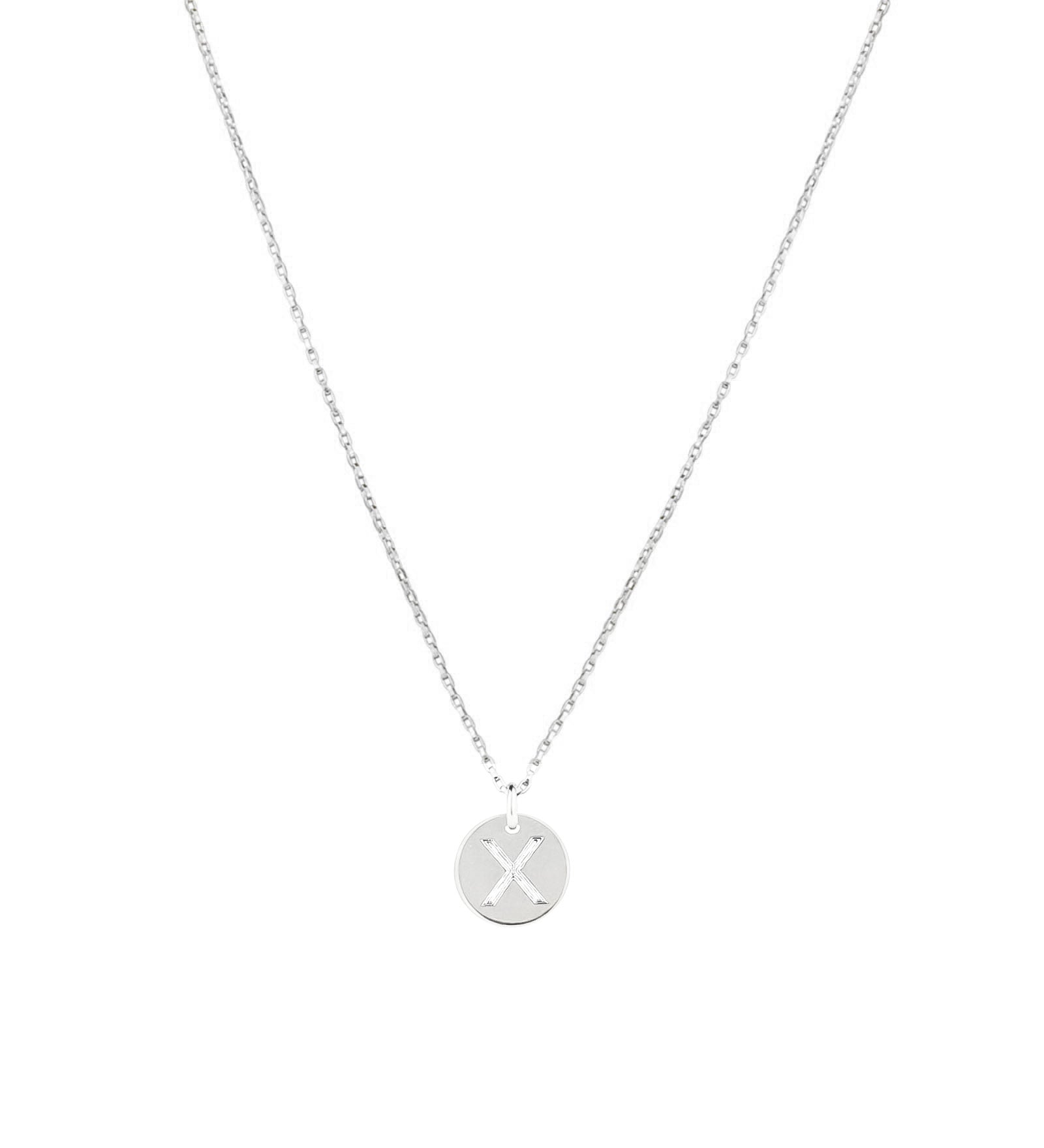 Disc Initial Necklace Sterling Silver / X