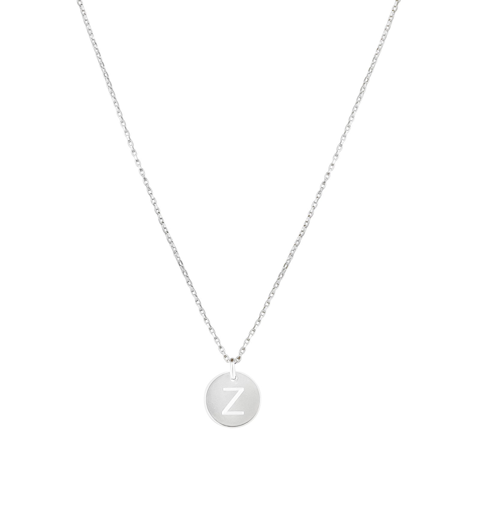 Disc Initial Necklace Sterling Silver / Z