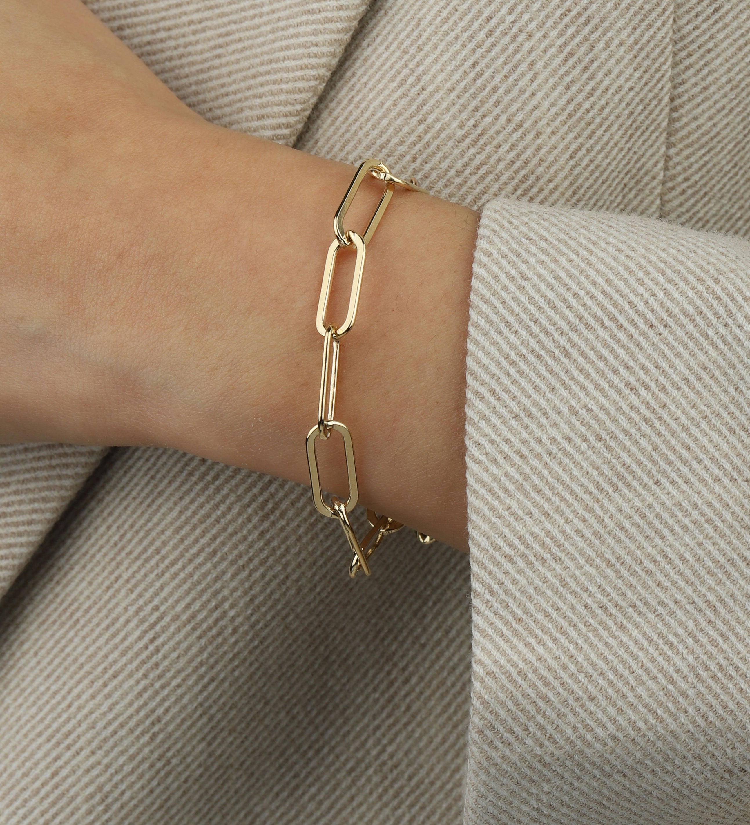 1948-Paperclip Chain Bracelet | XXL-Bracelets-14k Gold Filled-Blue Ruby Jewellery-Vancouver Canada