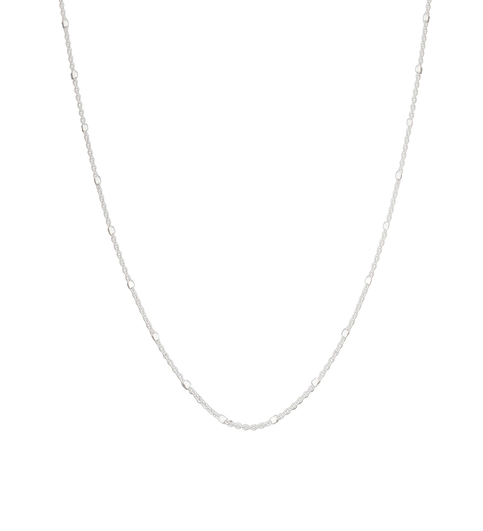 Square Satellite Chain Necklace Sterling Silver / 16