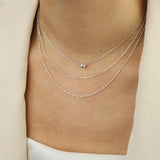 Two Row Square Satellite + Twist Rope Necklace Sterling Silver