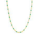 1948-Enamel Beaded Chain Necklace-Necklaces-14k Gold Filled, Emerald Enamel-Blue Ruby Jewellery-Vancouver Canada